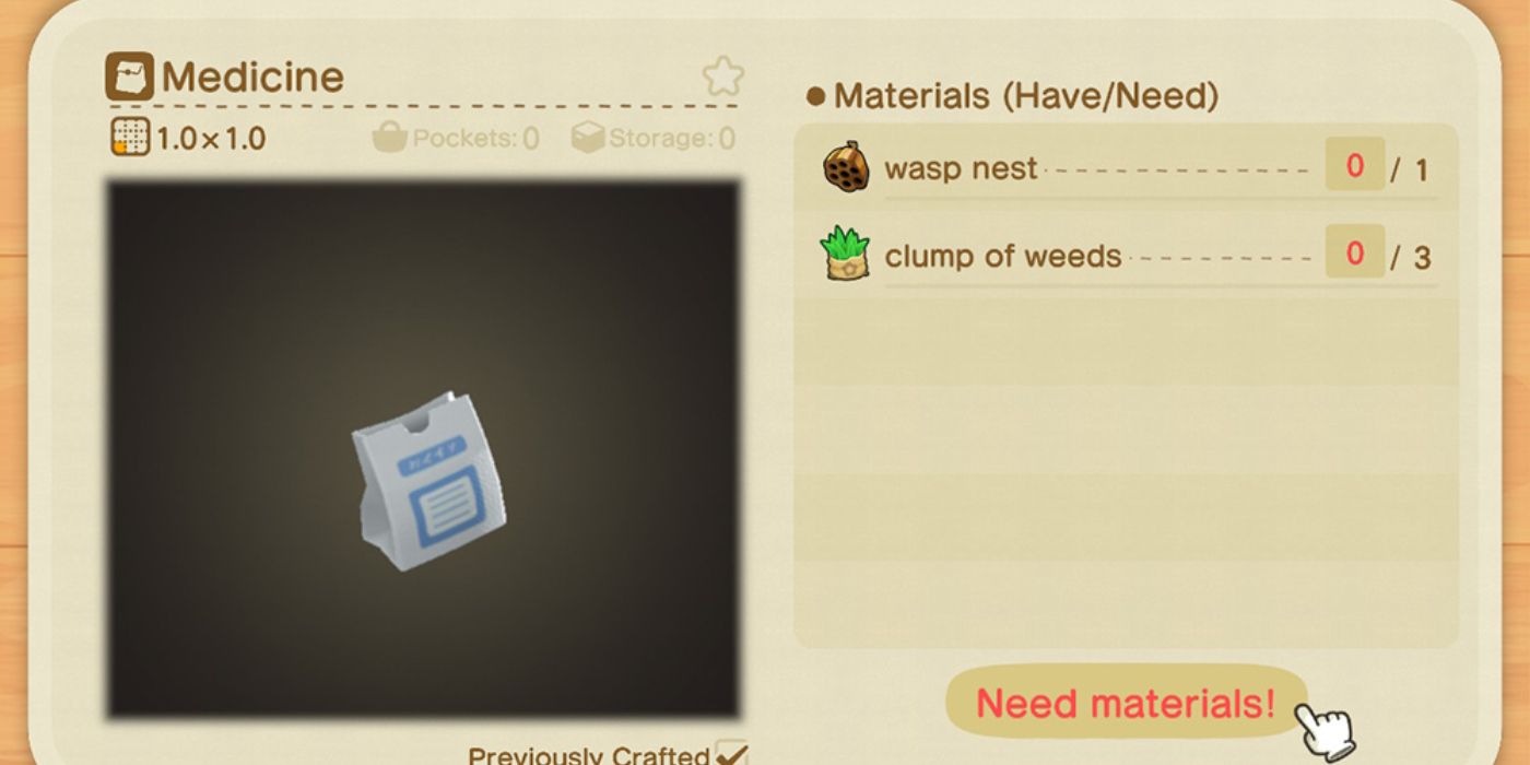 Animal Crossing New Horizons Medicine Recipe