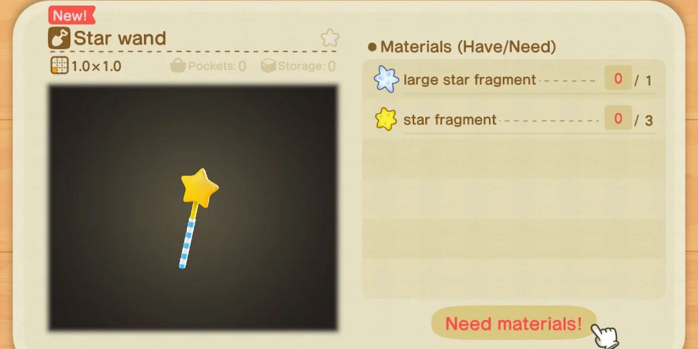 Animal Crossing New Horizons Star Wand Recipe