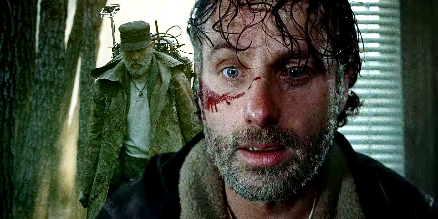Anthony Edwards as Dr. Everett in Tales and Andrew Lincoln as Rick in Walking Dead