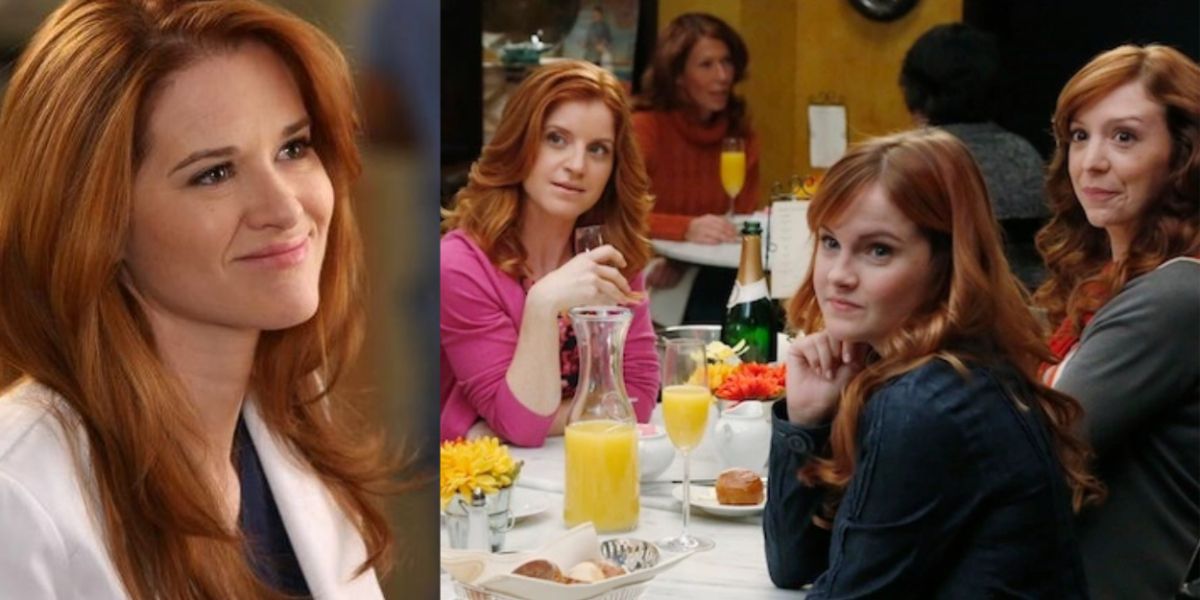 Split image of April Kepner and her sisters on Grey&rsquo;s Anatomy