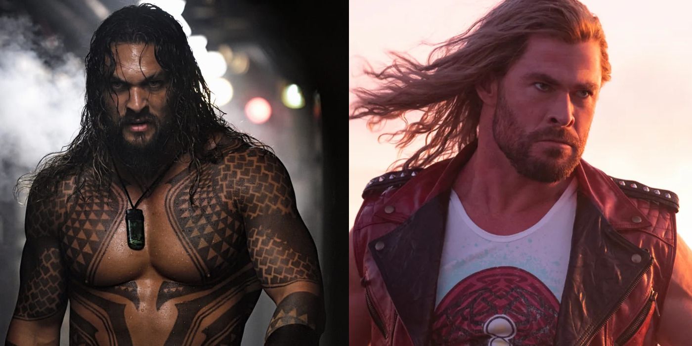 Jason Momoa as Aquaman, Chris Hemsworth as Thor