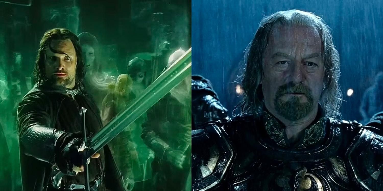 Aragorn with the Army of the Dead and Theoden in the rain