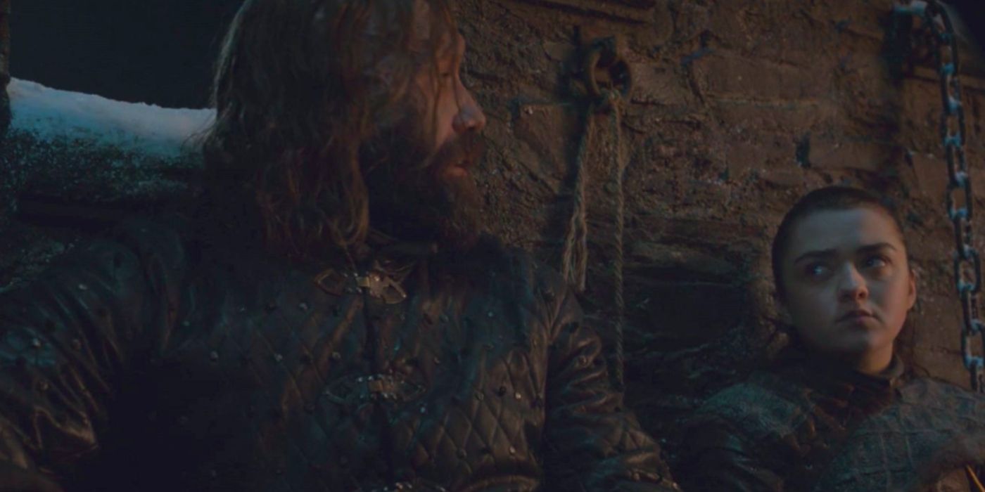 Arya e o Cão antes da Batalha de Winterfell