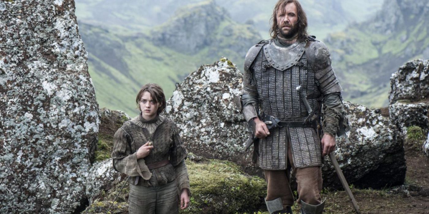 Arya and the Hound meet Brienne in Gme of Thrones