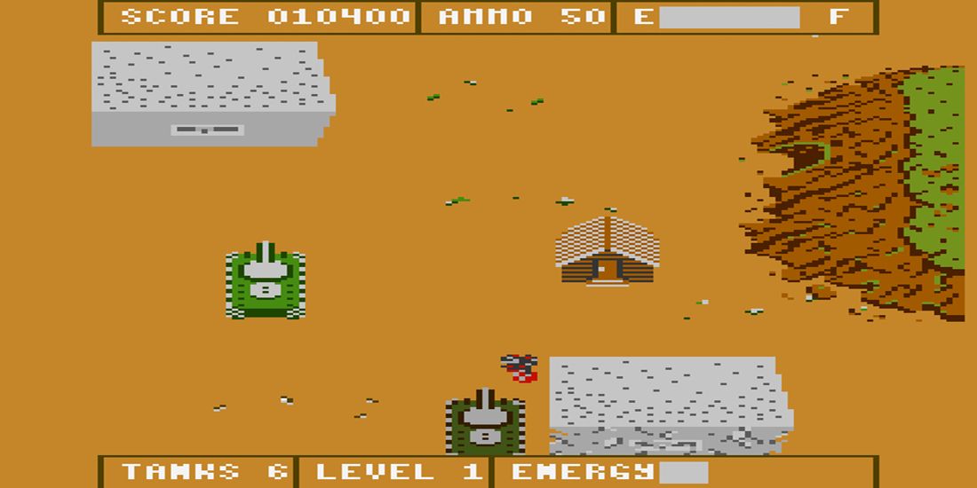 A screenshot from the Atari 7800 game Tank Command.