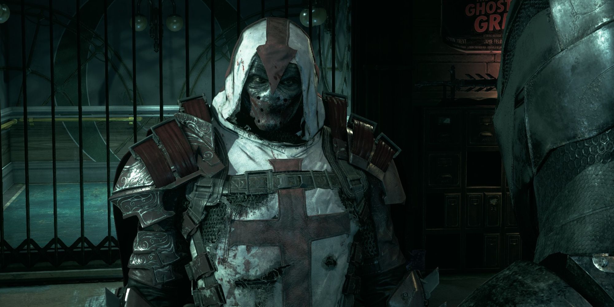 Azrael talking to Batman inside the Clock Tower in Batman Arkham Knight (2015)