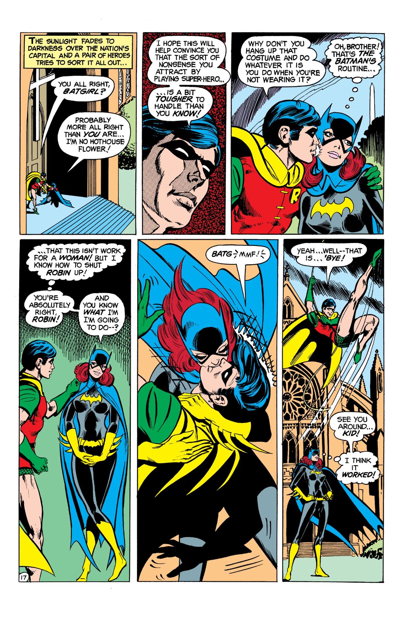Batgirl choca Robin ao beijá-lo