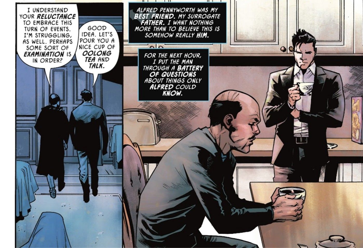 Batman-Bruce-Wayne-Alfred-Pennyworth-Drinking-Tea-Talking