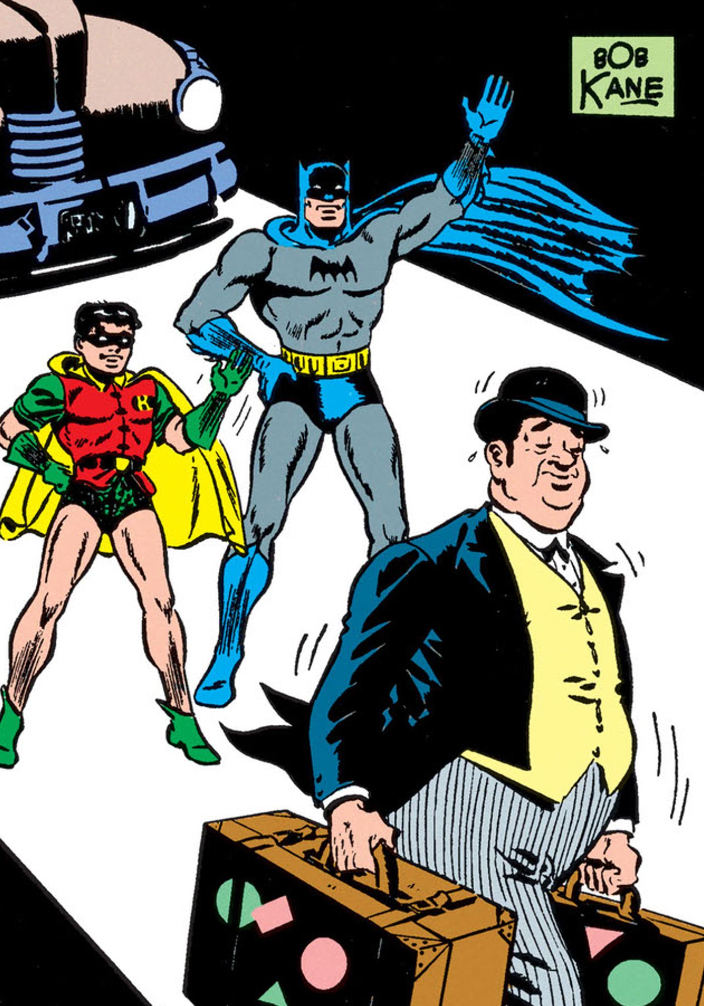 Batman e Robin dão adeus ao Alfred original, muito diferente.