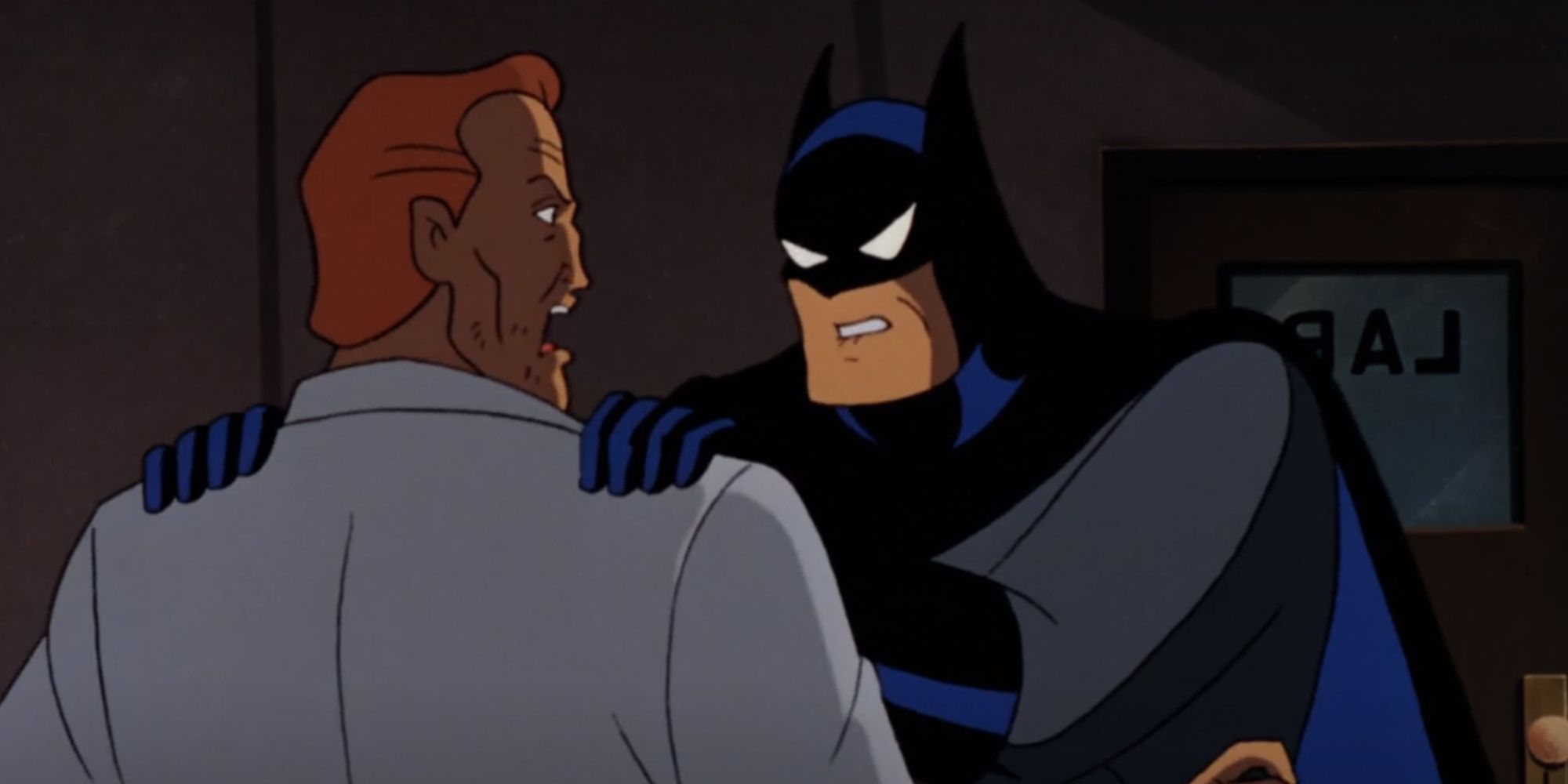 Batman confrontando Kirk Langstrom em Terror Of The Sky of Batman The Animated Series