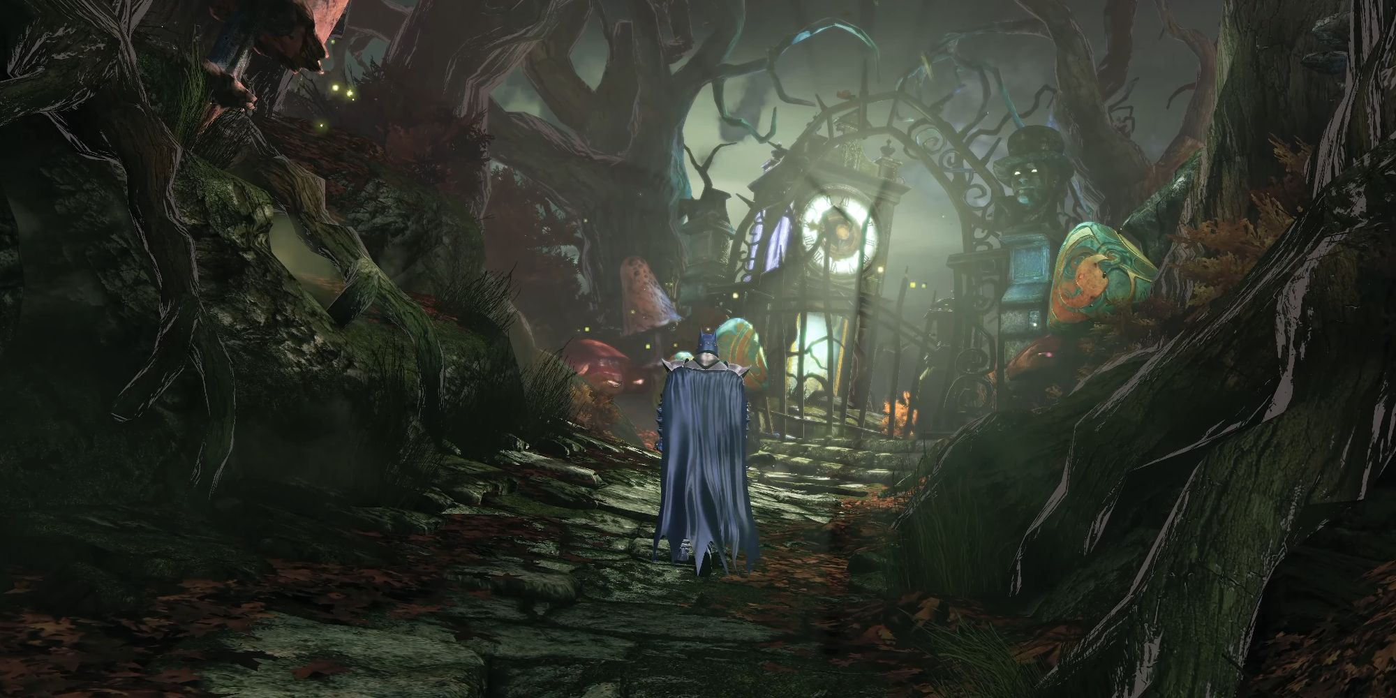 Batman entering the Mad Hatter's Wonderland in Batman: Arkham Origins (2013)