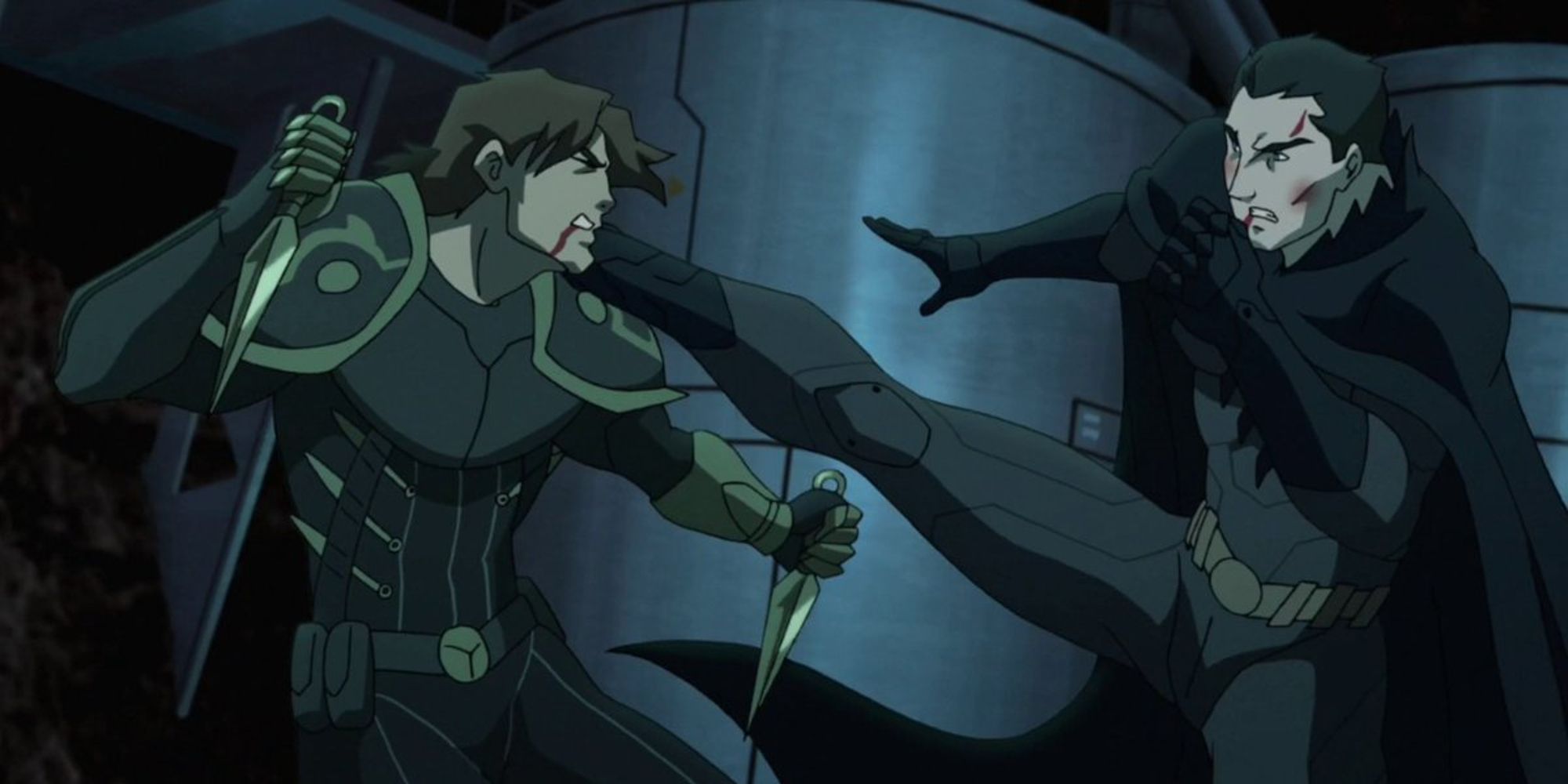 Batman fighting the Talon inside the Batcave in Batman Vs. Robin