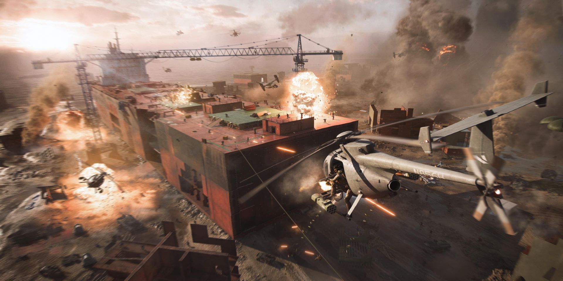 Imagem de um trailer de pré-lançamento de Battlefield 2042.