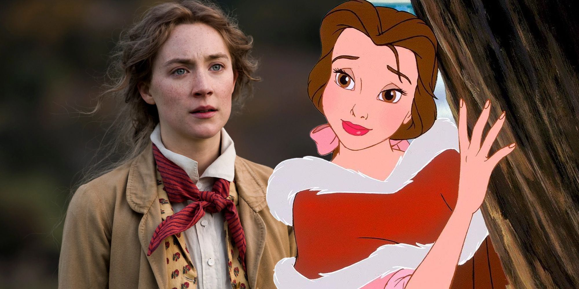 Belle from Beauty and the Beast with Jo March from Little Women