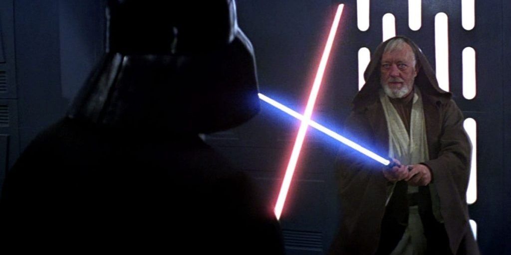 Ben Kenobi duels with Darth Vader in Star Wars