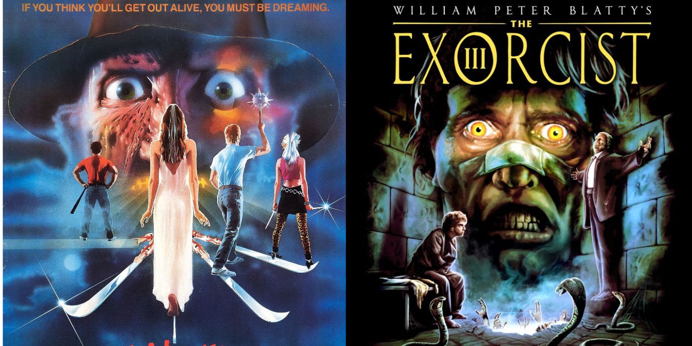 A two-image collage. On the left is the poster for Nightmare on Elm Street Part 3: The Dream Warriors. On the right is the poster for The Exorcist III.