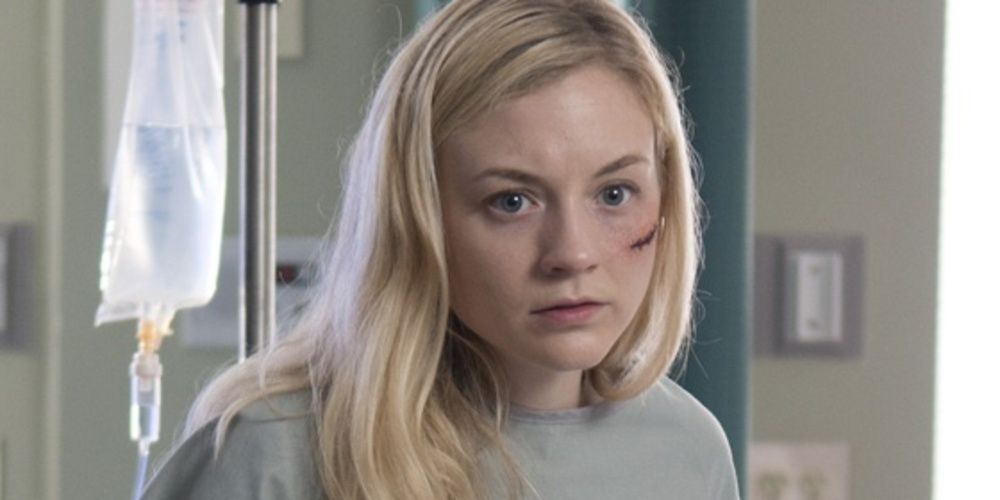Beth Greene wearing a hospital robe in The Walking Dead