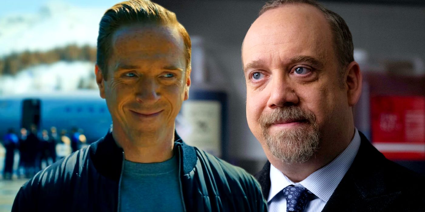 Blended image of a smiling Bobby and smiling Chuck in Billions