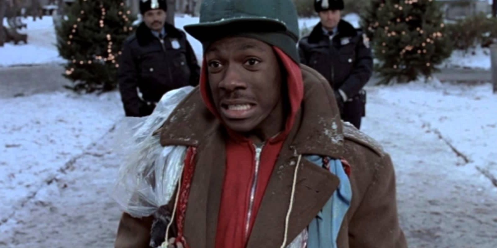 Billy Ray Valentine posando como um veterano em Trading Places