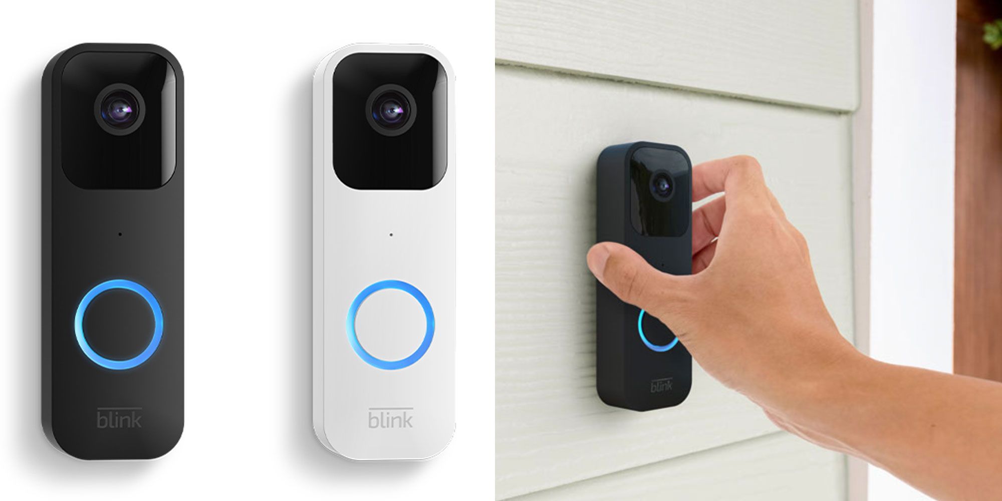 Product images of the Blink Video Doorbell.