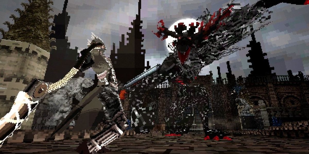 A screenshot from the fan-made game Bloodborne PSX.