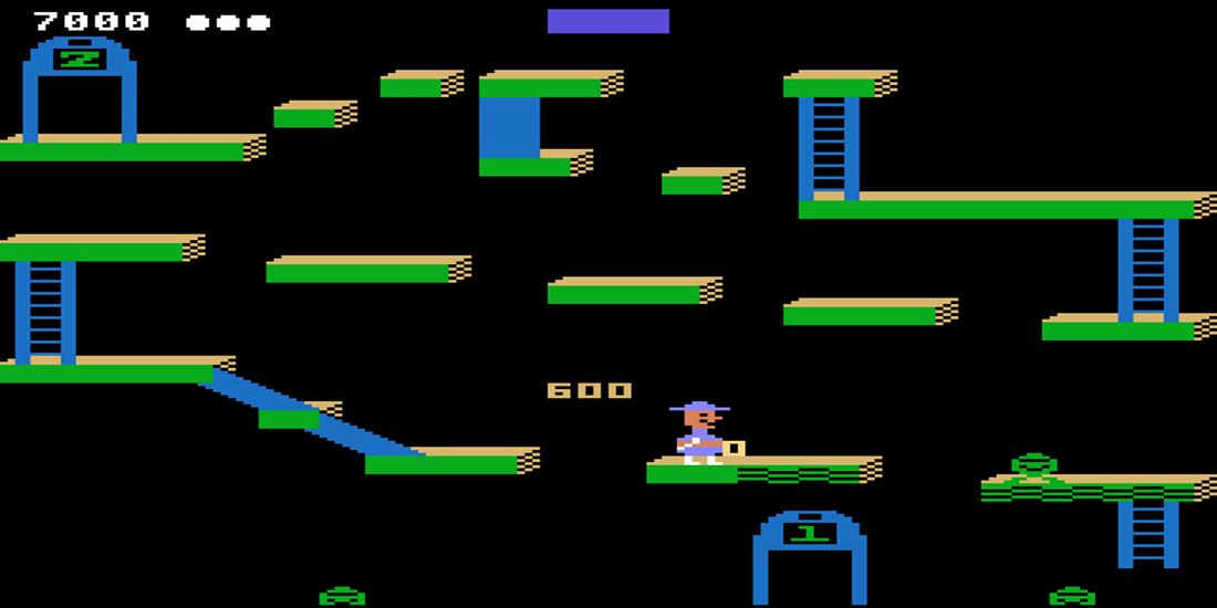 A screenshot of the Atari 5200 game Bounty Bob Strikes Back.