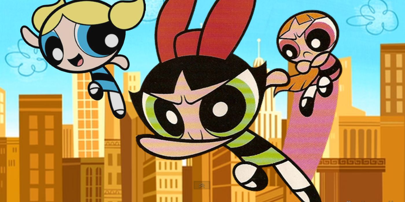 Buttercup wearing Blossom's bow in the Powerpuff Girls