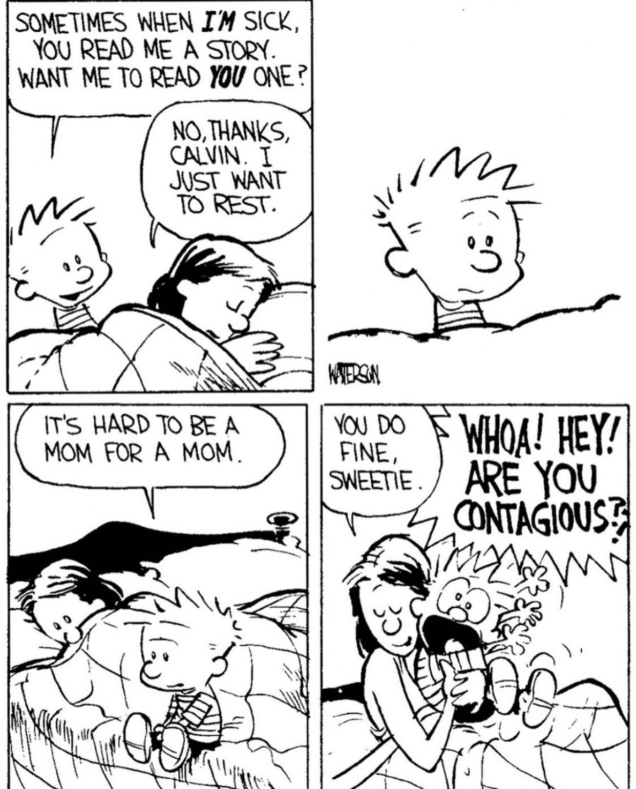 Calvin and Hobbes mom is sick strip