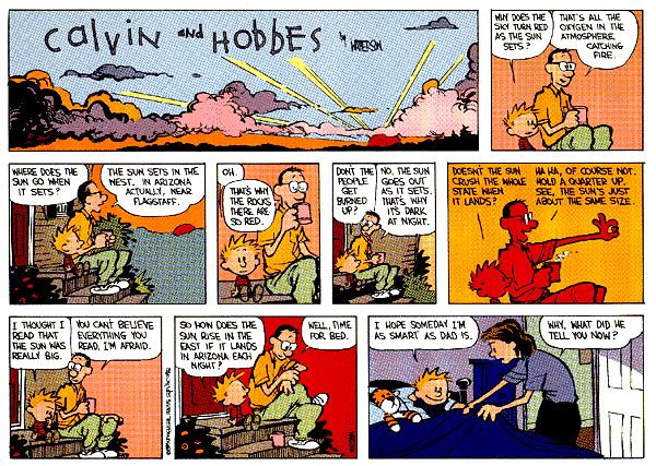 Tira de sabedoria do pai de Calvin e Hobbes