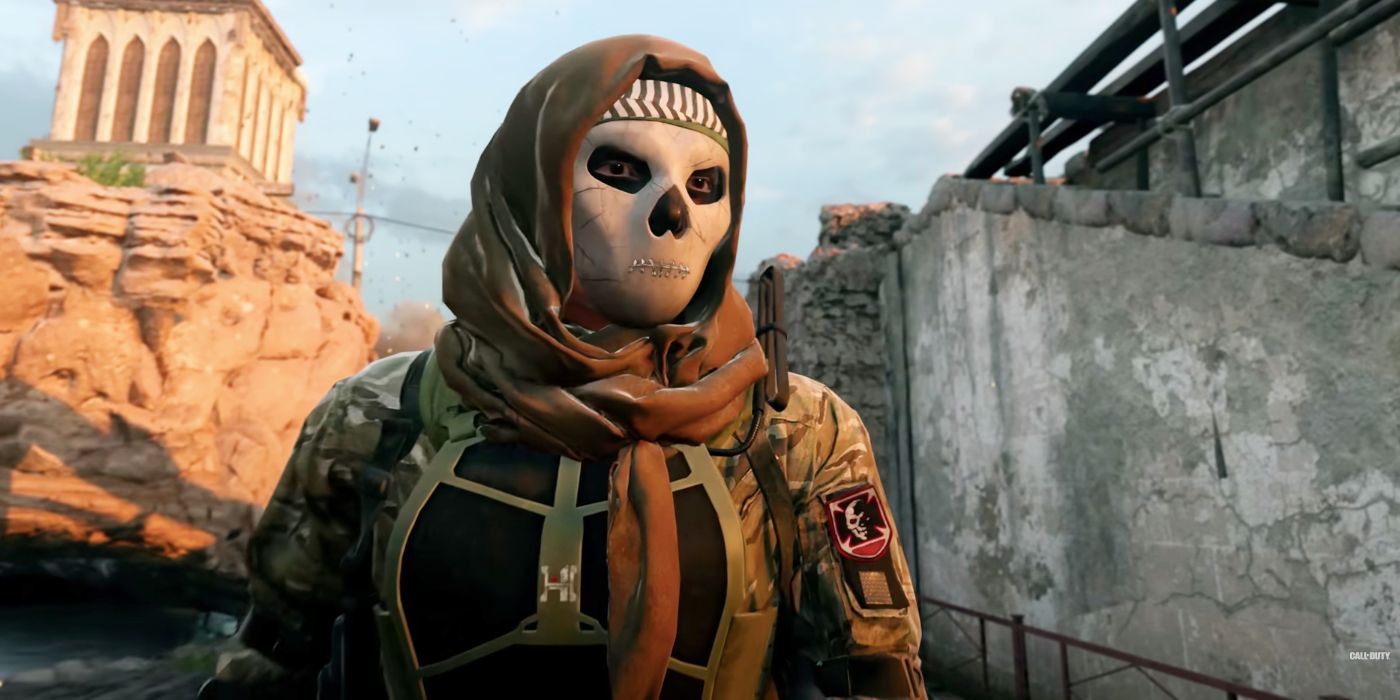 Personagem de Call Of Duty Warzone 2 com uma máscara de caveira sinistra