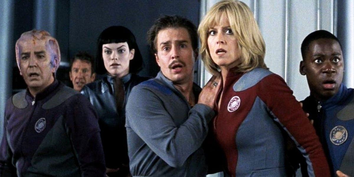 Cast of Galaxy Quest looking scared 
