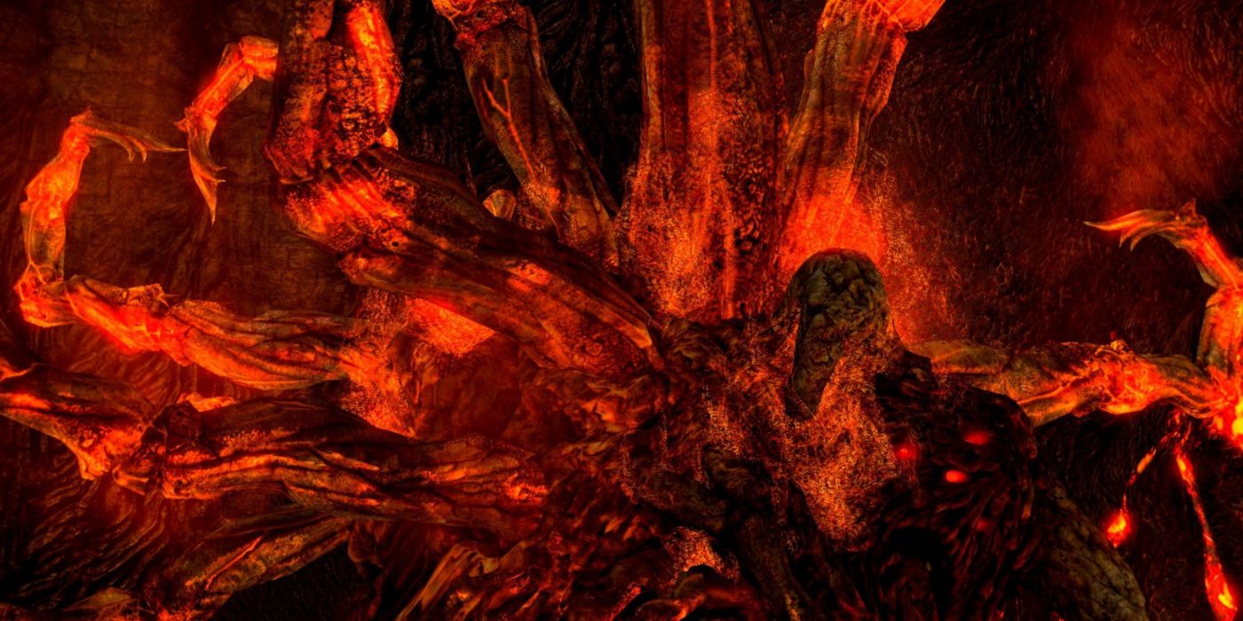 The lava demon Ceaseless Discharge in Dark Souls.