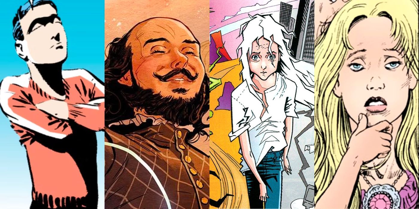 Four images showing Charles, Shakespeare, Lyta, and Barbie from the Sandman comics