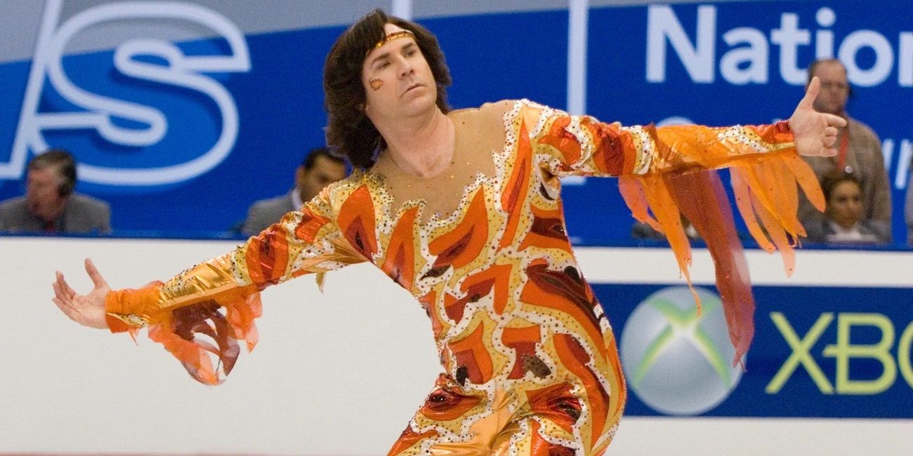 Will Ferrell as Chazz Michael Michaels skating on the ice in Blades of Glory
