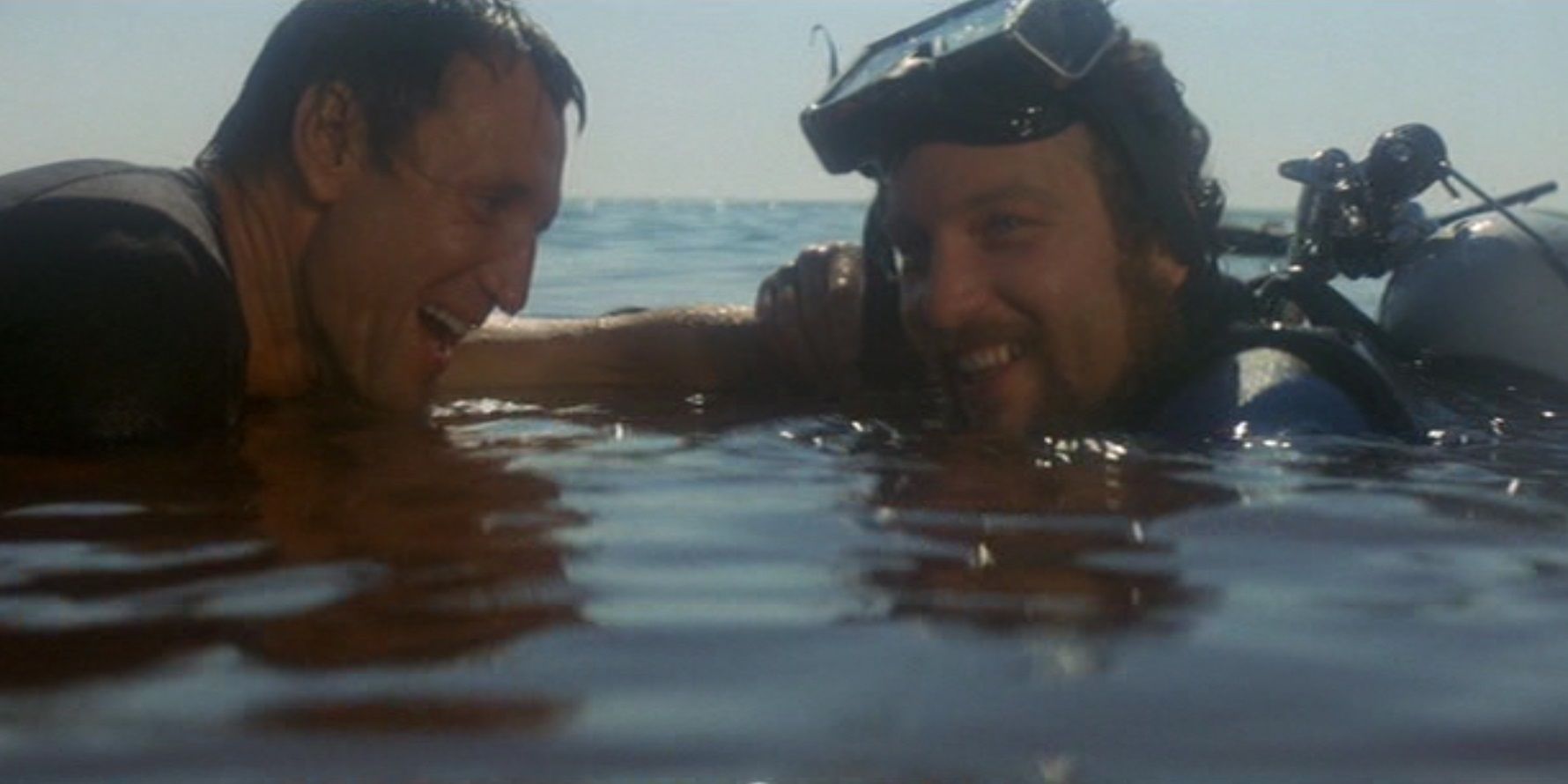 Chief Brody and Hooper swimming in the ocean in Jaws