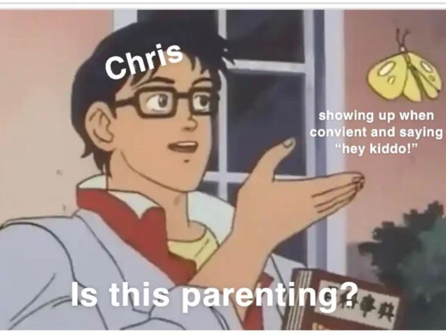 Meme about Chris as a dad in Gilmore Girls.