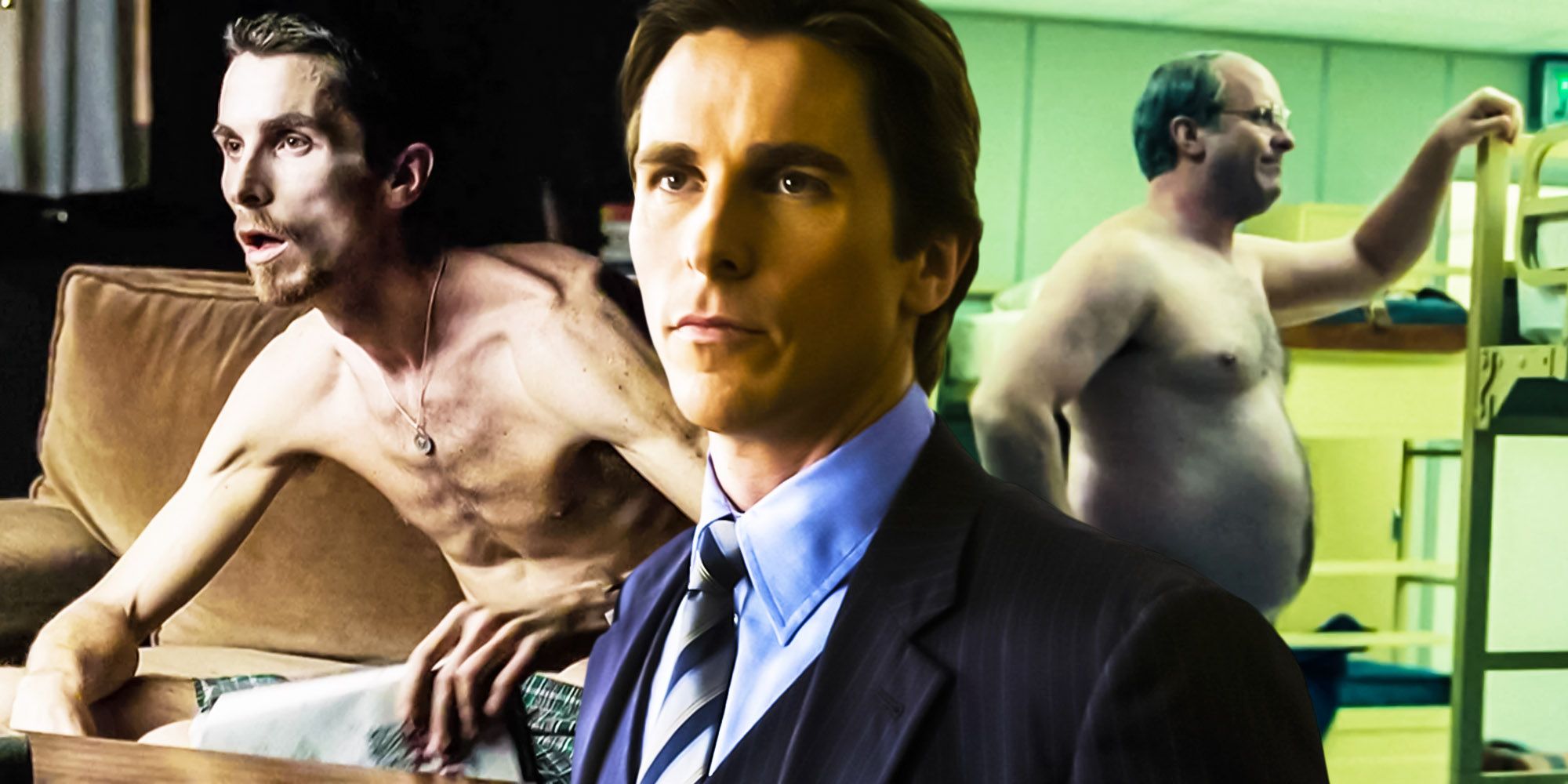 Christian Bale at different weights in American Psycho, The Machinist, and Vice