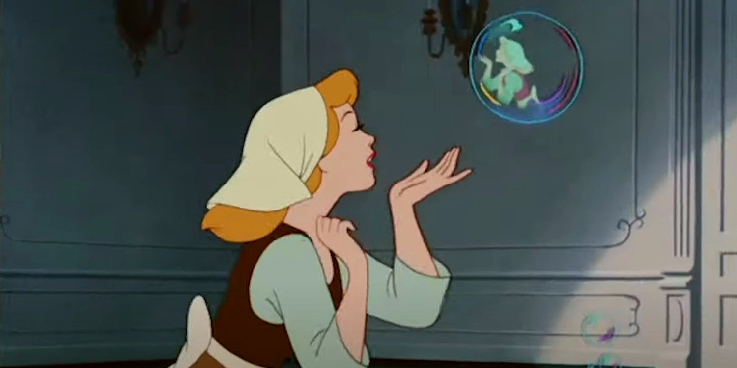 Cinderella blows bubbles