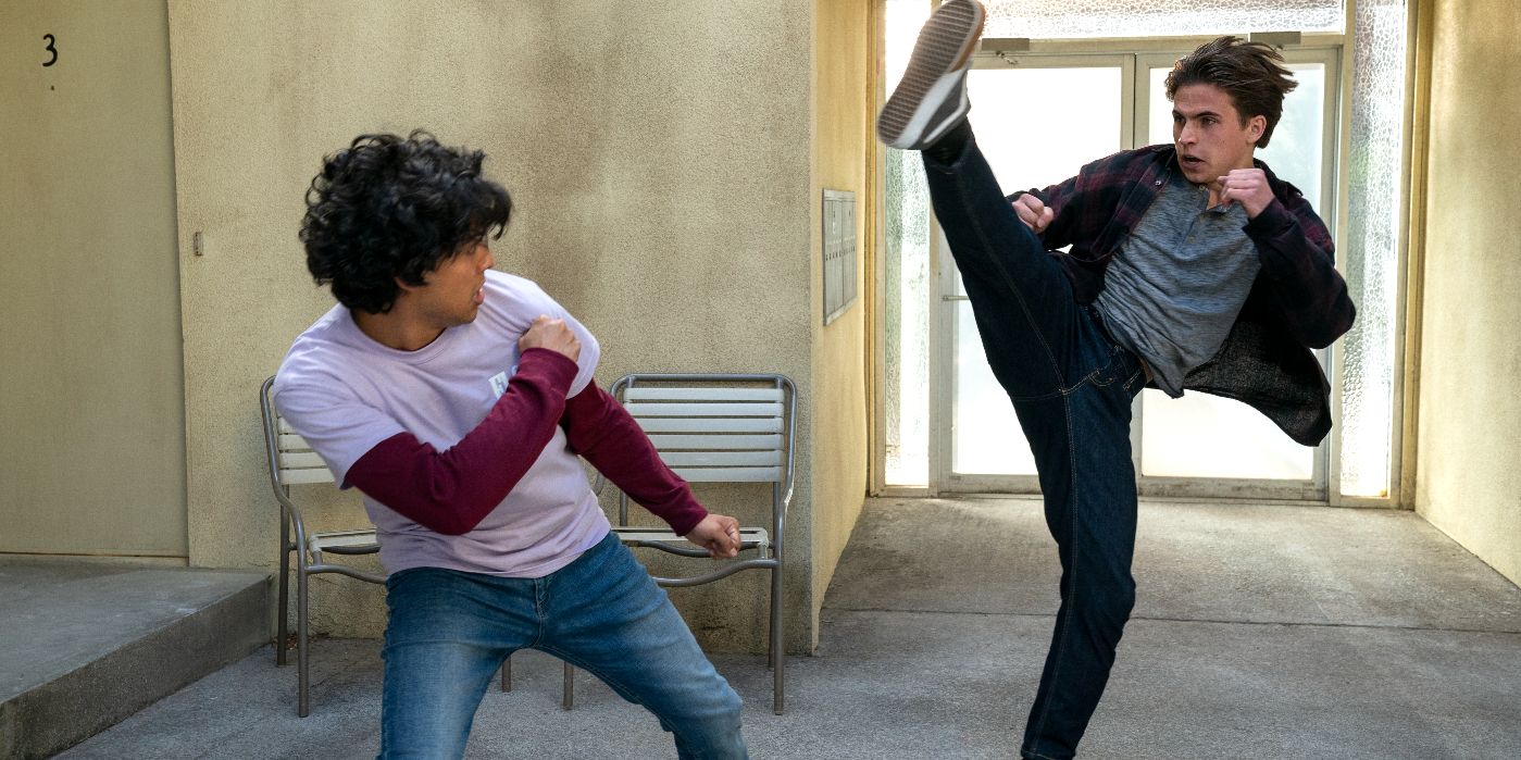 Miguel and Robby fight at the apartments in Cobra Kai Season 5