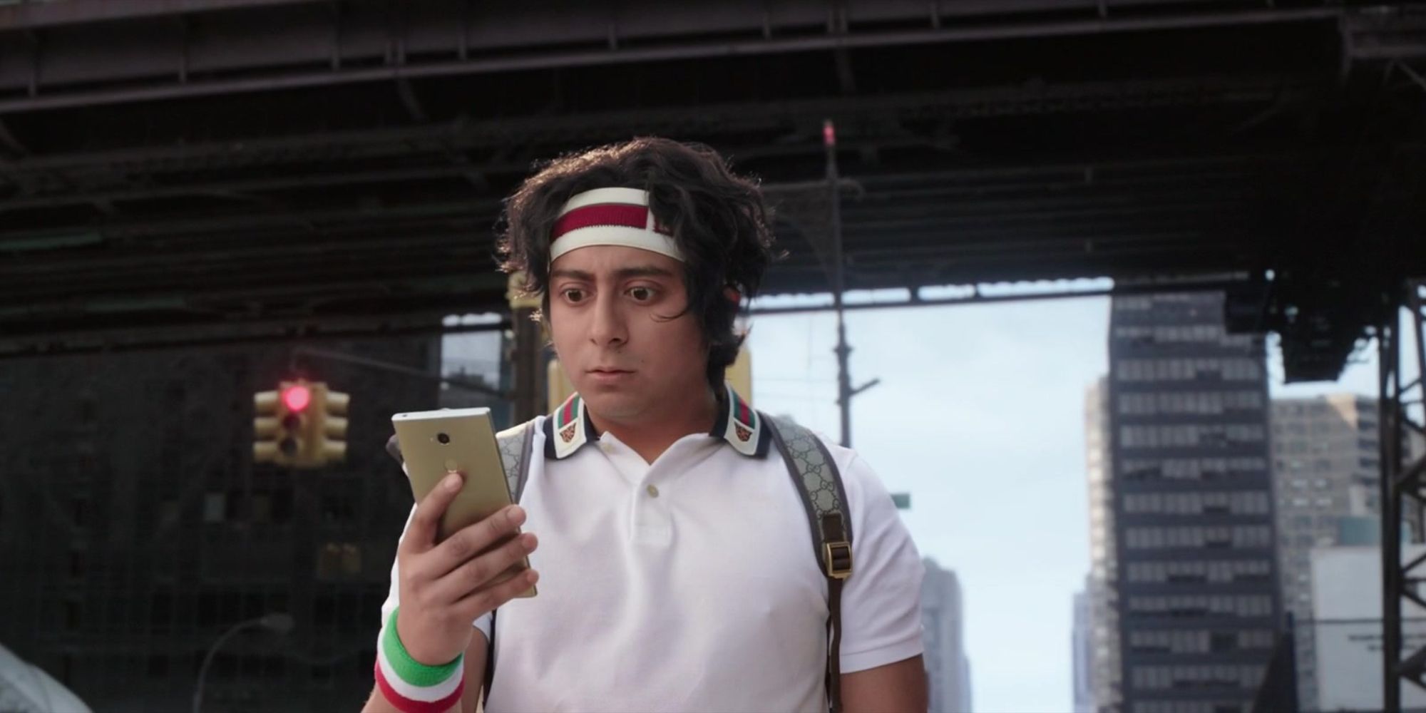 Flash Thompson uses his phone in Spider-Man: No Way Home.
