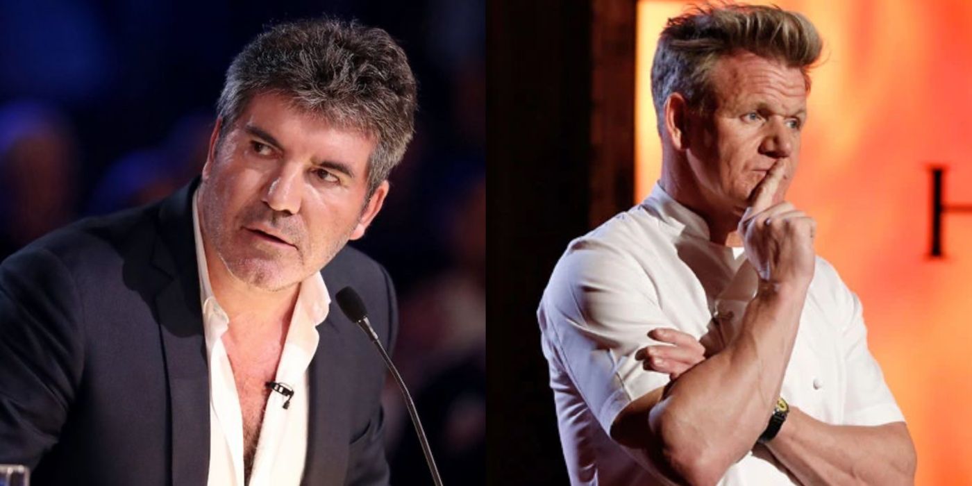 Simon Cowell looks horrified at an act on BGT, and Gordon Ramsay ponders a decision on Hell's Kitchen.