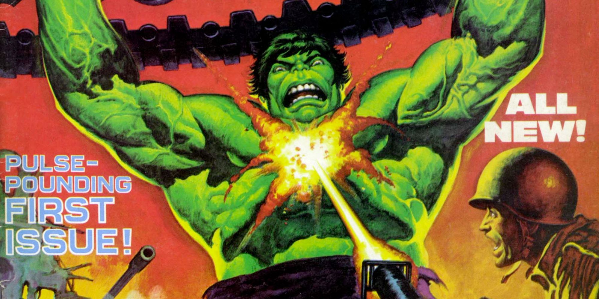 The Hulk attacks in Marvel Comics.
