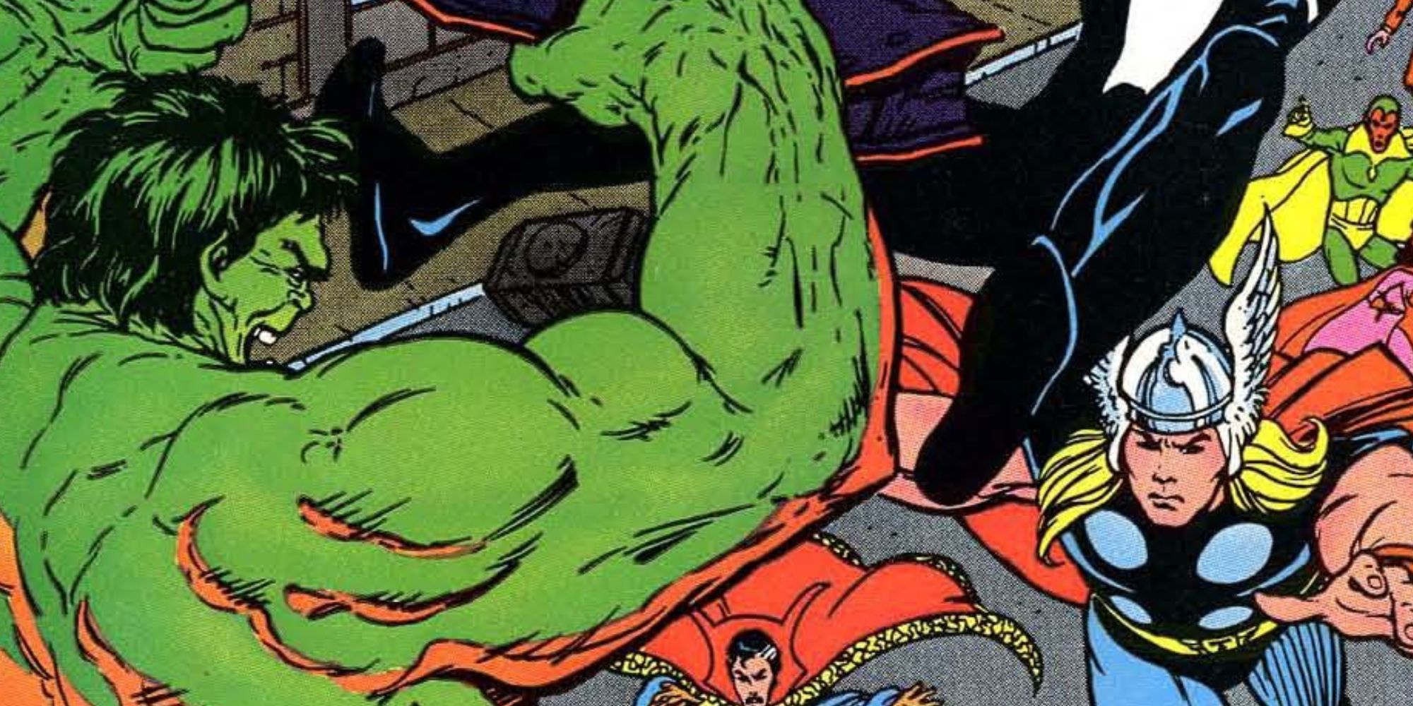 Hulk luta contra os Vingadores na Marvel Comics.