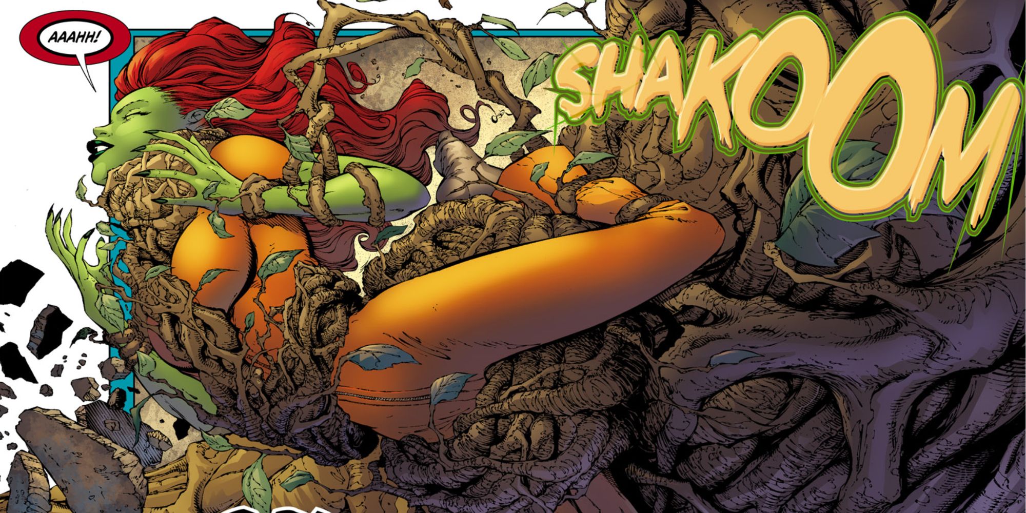 Harvest attacks Poison Ivy in DC Comics.