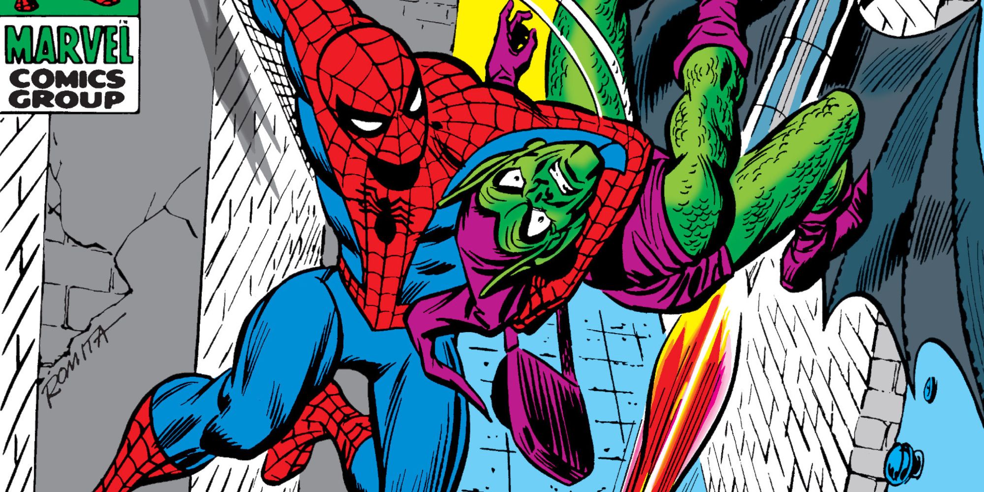 Spider-Man fights Green Goblin in Marvel Comics.