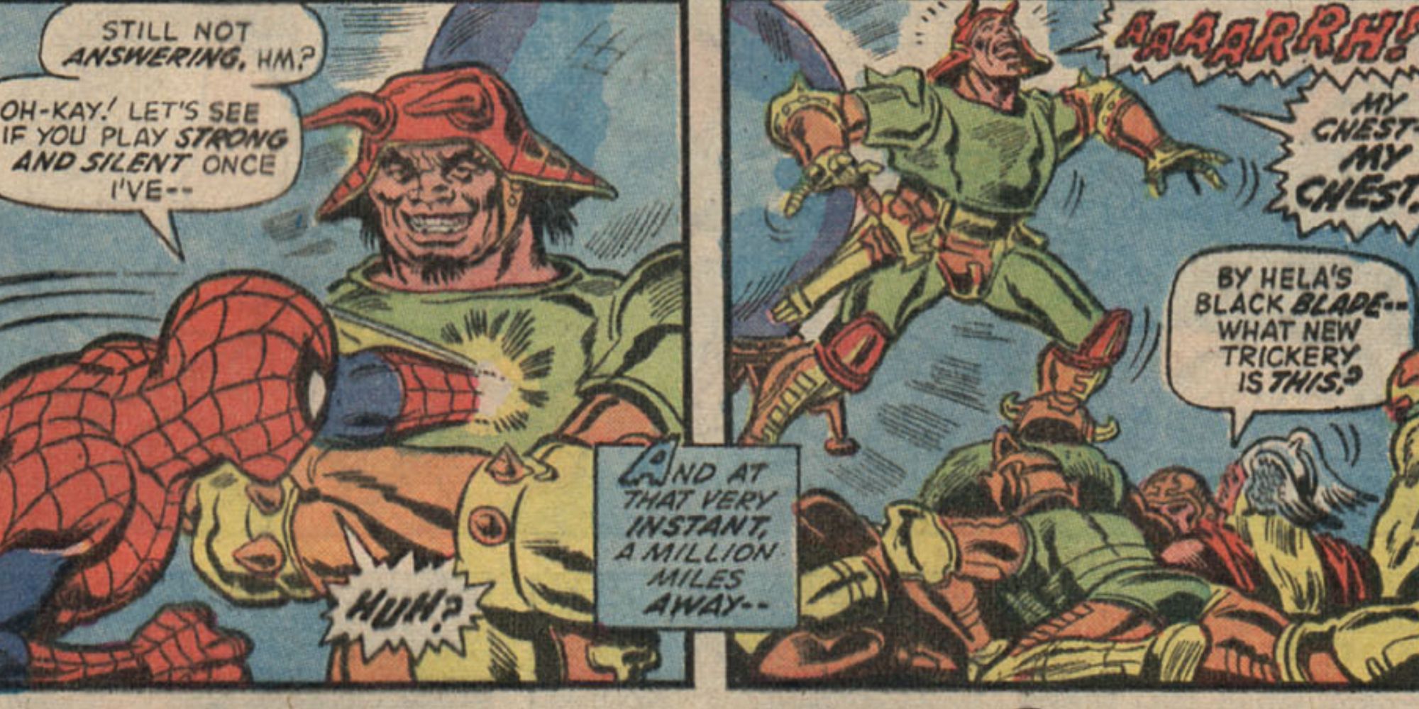 Spider-Man fights Kryllk the Cruel in Marvel Comics.