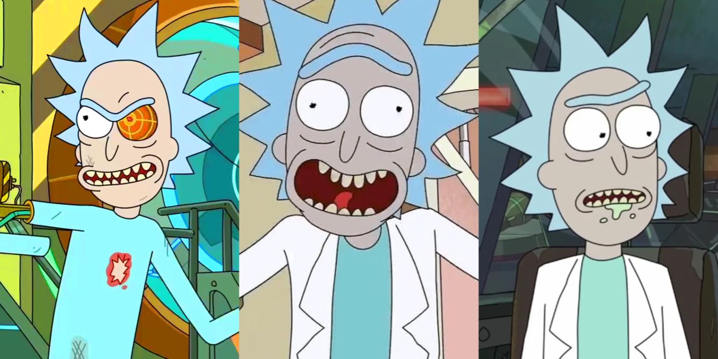 Split image of Rick Sanchez from Rick and Morty 