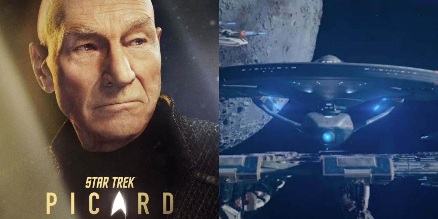 Split image of Picard and the Titan from Star Trek: Picard season three.
