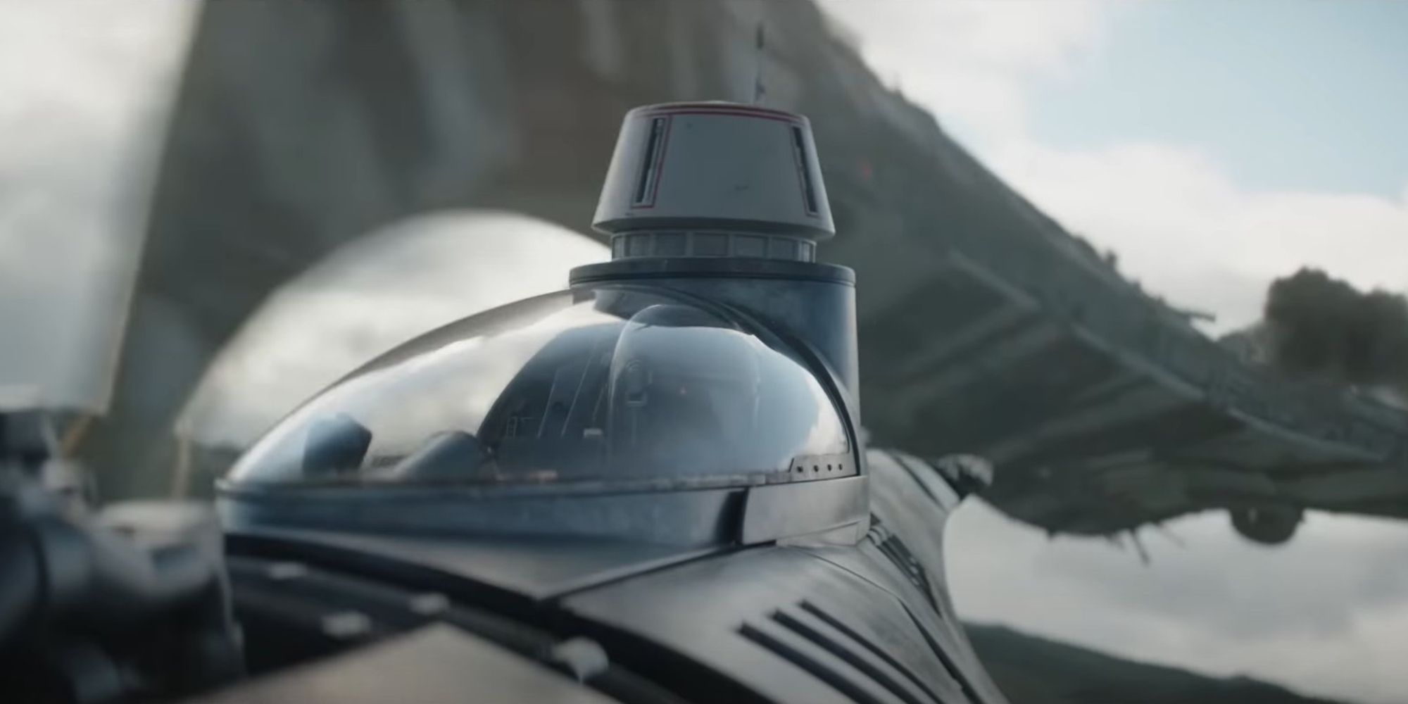 Din Djarin attacks a spaceship in The Mandalorian season three.