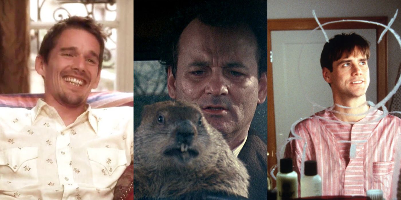 Characters from Before Sunrise, Groundhog Day, and The Truman Show